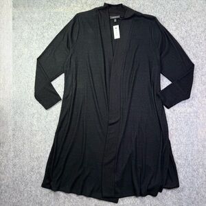 Lane Bryant Cardigan Womens Sz 18/20 Black Ribbed Open Front Lightweight Sweater